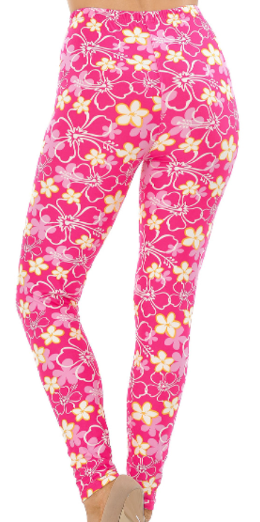 Pink with Yellow Daisy High Waist Leggings - Image 4