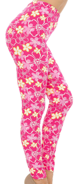 Pink with Yellow Daisy High Waist Leggings - Image 3