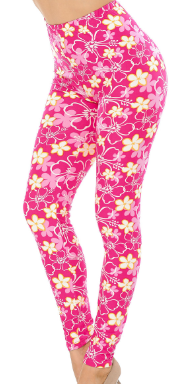 Pink with Yellow Daisy High Waist Leggings