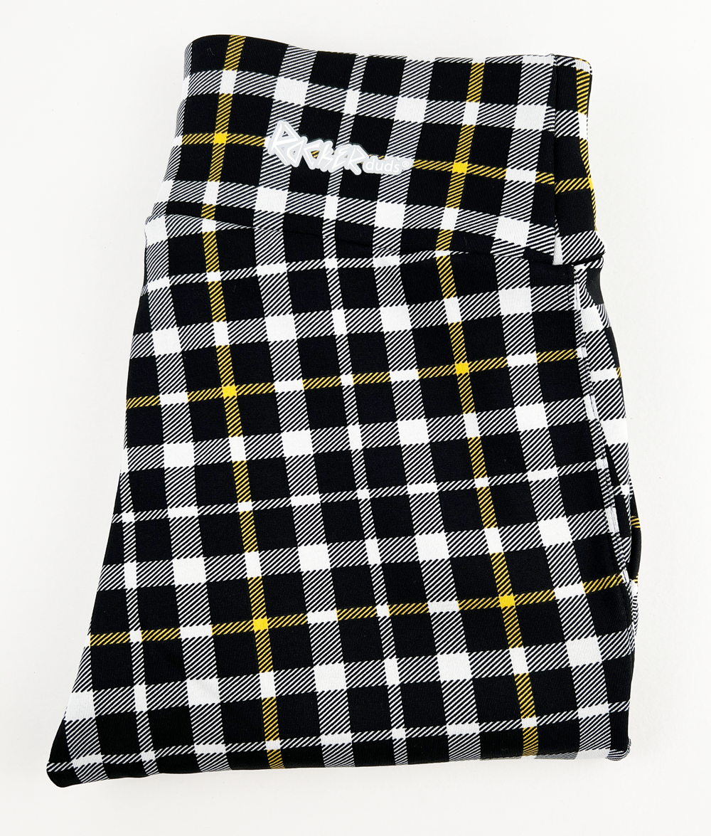 Plaid-Mustard-High-Waist-with-Zipper-Pockets